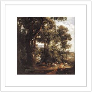 Artery8 John Constable Landscape With Goatherd & Goats 8X8 Inch Square Wooden Framed Wall Art Print Picture with Mount in White White Artery8 John Constable Landscape With Goatherd & Goats 8X8 Inch Square Wooden Framed Wall Art Print Picture with Mount in White White