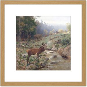 Artery8 Kroner Herd Red Deer Forest Glade Painting 8X8 Inch Square Wooden Framed Wall Art Print Picture with Mount in Light Oak Light Oak Artery8 Kroner Herd Red Deer Forest Glade Painting 8X8 Inch Square Wooden Framed Wall Art Print Picture with Mount in Light Oak Light Oak