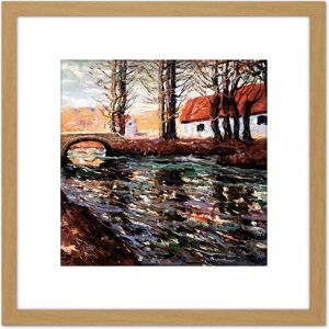 Artery8 Lawson River Landscape Bridge House Painting 8X8 Inch Square Wooden Framed Wall Art Print Picture with Mount in Light Oak Light Oak Artery8 Lawson River Landscape Bridge House Painting 8X8 Inch Square Wooden Framed Wall Art Print Picture with Mount in Light Oak Light Oak