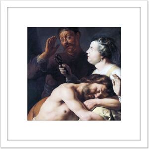 Artery8 Lievens Samson Delilah Biblical Painting 8X8 Inch Square Wooden Framed Wall Art Print Picture with Mount in White White Artery8 Lievens Samson Delilah Biblical Painting 8X8 Inch Square Wooden Framed Wall Art Print Picture with Mount in White White