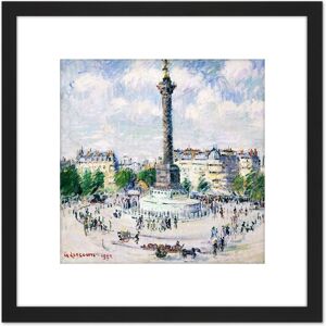 Artery8 Loiseau La Place Bastille Paris Painting 8X8 Inch Square Wooden Framed Wall Art Print Picture with Mount in Black Black Artery8 Loiseau La Place Bastille Paris Painting 8X8 Inch Square Wooden Framed Wall Art Print Picture with Mount in Black Black