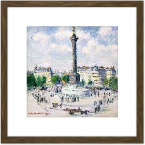 Artery8 Loiseau La Place Bastille Paris Painting 8X8 Inch Square Wooden Framed Wall Art Print Picture with Mount in Brown Brown Artery8 Loiseau La Place Bastille Paris Painting 8X8 Inch Square Wooden Framed Wall Art Print Picture with Mount in Brown Brown