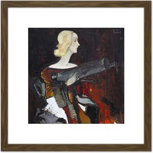 Artery8 Padegs Madonna Machine Gun Painting 8X8 Inch Square Wooden Framed Wall Art Print Picture with Mount in Brown Brown Artery8 Padegs Madonna Machine Gun Painting 8X8 Inch Square Wooden Framed Wall Art Print Picture with Mount in Brown Brown