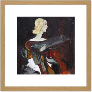 Artery8 Padegs Madonna Machine Gun Painting 8X8 Inch Square Wooden Framed Wall Art Print Picture with Mount in Light Oak Light Oak Artery8 Padegs Madonna Machine Gun Painting 8X8 Inch Square Wooden Framed Wall Art Print Picture with Mount in Light Oak Light Oak