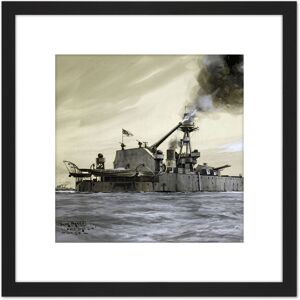 Artery8 Parkes HMS Lord Clive Shelling German Forts War Painting 8X8 Inch Square Wooden Framed Wall Art Print Picture with Mount in Black Black Artery8 Parkes HMS Lord Clive Shelling German Forts War Painting 8X8 Inch Square Wooden Framed Wall Art Print Picture with Mount in Black Black