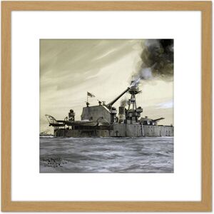 Artery8 Parkes HMS Lord Clive Shelling German Forts War Painting 8X8 Inch Square Wooden Framed Wall Art Print Picture with Mount in Light Oak Light Oak Artery8 Parkes HMS Lord Clive Shelling German Forts War Painting 8X8 Inch Square Wooden Framed Wall Art Print Picture with Mount in Light Oak Light Oak