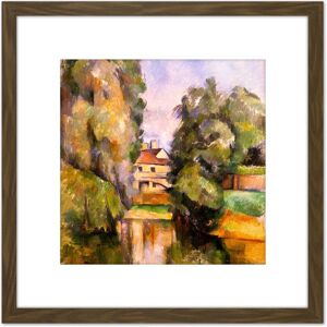 Artery8 Paul Cezanne Country House By A River Cropped 8X8 Inch Square Wooden Framed Wall Art Print Picture with Mount in Brown Brown Artery8 Paul Cezanne Country House By A River Cropped 8X8 Inch Square Wooden Framed Wall Art Print Picture with Mount in Brown Brown