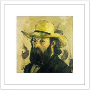 Artery8 Paul Cezanne Portrait De L Artiste Au Chapeau De Paille 8X8 Inch Square Wooden Framed Wall Art Print Picture with Mount in White White Artery8 Paul Cezanne Portrait De L Artiste Au Chapeau De Paille 8X8 Inch Square Wooden Framed Wall Art Print Picture with Mount in White White