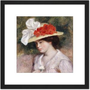 Artery8 Pierre Auguste Renoir Woman In A Flowered Hat 8X8 Inch Square Wooden Framed Wall Art Print Picture with Mount in Black Black Artery8 Pierre Auguste Renoir Woman In A Flowered Hat 8X8 Inch Square Wooden Framed Wall Art Print Picture with Mount in Black Black
