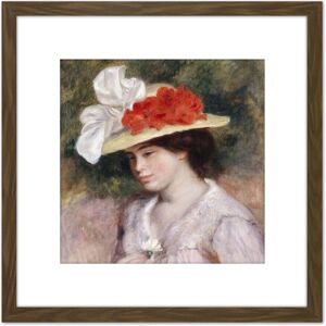 Artery8 Pierre Auguste Renoir Woman In A Flowered Hat 8X8 Inch Square Wooden Framed Wall Art Print Picture with Mount in Brown Brown Artery8 Pierre Auguste Renoir Woman In A Flowered Hat 8X8 Inch Square Wooden Framed Wall Art Print Picture with Mount in Brown Brown