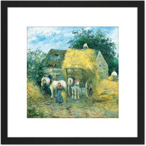 Artery8 Pissarro The Hay Cart Montfoucault 8X8 Inch Square Wooden Framed Wall Art Print Picture with Mount in Black Black Artery8 Pissarro The Hay Cart Montfoucault 8X8 Inch Square Wooden Framed Wall Art Print Picture with Mount in Black Black