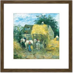 Artery8 Pissarro The Hay Cart Montfoucault 8X8 Inch Square Wooden Framed Wall Art Print Picture with Mount in Brown Brown Artery8 Pissarro The Hay Cart Montfoucault 8X8 Inch Square Wooden Framed Wall Art Print Picture with Mount in Brown Brown