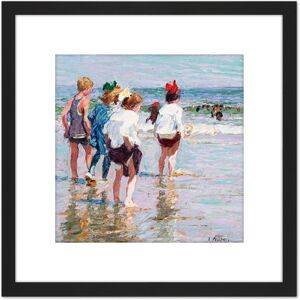 Artery8 Potthast Summer Day Brighton Beach Painting 8X8 Inch Square Wooden Framed Wall Art Print Picture with Mount in Black Black Artery8 Potthast Summer Day Brighton Beach Painting 8X8 Inch Square Wooden Framed Wall Art Print Picture with Mount in Black Black