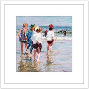 Artery8 Potthast Summer Day Brighton Beach Painting 8X8 Inch Square Wooden Framed Wall Art Print Picture with Mount in White White Artery8 Potthast Summer Day Brighton Beach Painting 8X8 Inch Square Wooden Framed Wall Art Print Picture with Mount in White White