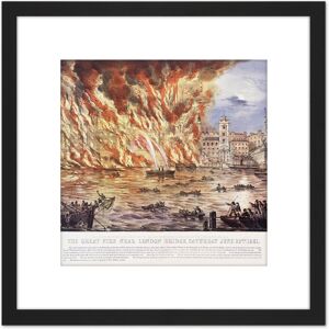 Artery8 Read & Company The Great Fire Near London Bridge 8X8 Inch Square Wooden Framed Wall Art Print Picture with Mount in Black Black Artery8 Read & Company The Great Fire Near London Bridge 8X8 Inch Square Wooden Framed Wall Art Print Picture with Mount in Black Black