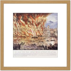 Artery8 Read & Company The Great Fire Near London Bridge 8X8 Inch Square Wooden Framed Wall Art Print Picture with Mount in Light Oak Light Oak Artery8 Read & Company The Great Fire Near London Bridge 8X8 Inch Square Wooden Framed Wall Art Print Picture with Mount in Light Oak Light Oak