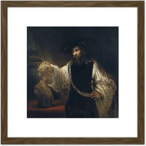 Artery8 Rembrandt Aristotle With A Bust Of Homer 8X8 Inch Square Wooden Framed Wall Art Print Picture with Mount in Brown Brown Artery8 Rembrandt Aristotle With A Bust Of Homer 8X8 Inch Square Wooden Framed Wall Art Print Picture with Mount in Brown Brown