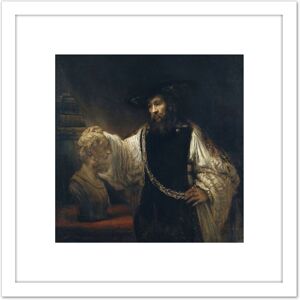 Artery8 Rembrandt Aristotle With A Bust Of Homer 8X8 Inch Square Wooden Framed Wall Art Print Picture with Mount in White White Artery8 Rembrandt Aristotle With A Bust Of Homer 8X8 Inch Square Wooden Framed Wall Art Print Picture with Mount in White White