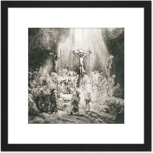 Artery8 Rembrandt Christ Crucified Between Thieves 3 Crosses 8X8 Inch Square Wooden Framed Wall Art Print Picture with Mount in Black Black Artery8 Rembrandt Christ Crucified Between Thieves 3 Crosses 8X8 Inch Square Wooden Framed Wall Art Print Picture with Mount in Black Black