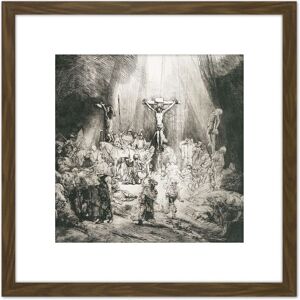 Artery8 Rembrandt Christ Crucified Between Thieves 3 Crosses 8X8 Inch Square Wooden Framed Wall Art Print Picture with Mount in Brown Brown Artery8 Rembrandt Christ Crucified Between Thieves 3 Crosses 8X8 Inch Square Wooden Framed Wall Art Print Picture with Mount in Brown Brown