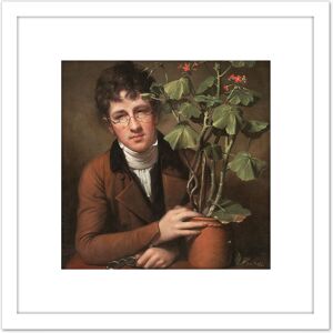 Artery8 Rembrandt Peale Rubens Peale With A Geranium 8X8 Inch Square Wooden Framed Wall Art Print Picture with Mount in White White Artery8 Rembrandt Peale Rubens Peale With A Geranium 8X8 Inch Square Wooden Framed Wall Art Print Picture with Mount in White White