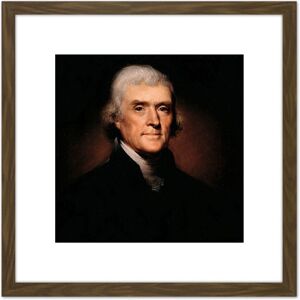 Artery8 Rembrandt Peale Thomas Jefferson 8X8 Inch Square Wooden Framed Wall Art Print Picture with Mount in Brown Brown Artery8 Rembrandt Peale Thomas Jefferson 8X8 Inch Square Wooden Framed Wall Art Print Picture with Mount in Brown Brown