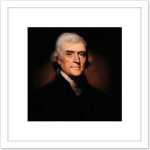 Artery8 Rembrandt Peale Thomas Jefferson 8X8 Inch Square Wooden Framed Wall Art Print Picture with Mount in White White Artery8 Rembrandt Peale Thomas Jefferson 8X8 Inch Square Wooden Framed Wall Art Print Picture with Mount in White White