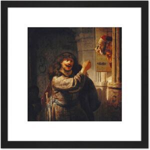 Artery8 Rembrandt Samson Threatened His Father In Law 8X8 Inch Square Wooden Framed Wall Art Print Picture with Mount in Black Black Artery8 Rembrandt Samson Threatened His Father In Law 8X8 Inch Square Wooden Framed Wall Art Print Picture with Mount in Black Black