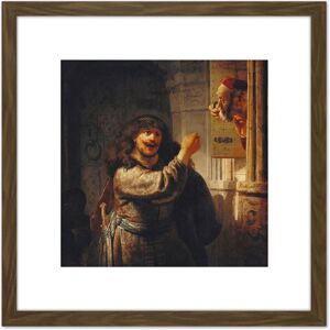Artery8 Rembrandt Samson Threatened His Father In Law 8X8 Inch Square Wooden Framed Wall Art Print Picture with Mount in Brown Brown Artery8 Rembrandt Samson Threatened His Father In Law 8X8 Inch Square Wooden Framed Wall Art Print Picture with Mount in Brown Brown