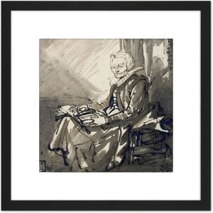 Artery8 Rembrandt Seated Woman With An Open Book On Her Lap 8X8 Inch Square Wooden Framed Wall Art Print Picture with Mount in Black Black Artery8 Rembrandt Seated Woman With An Open Book On Her Lap 8X8 Inch Square Wooden Framed Wall Art Print Picture with Mount in Black Black