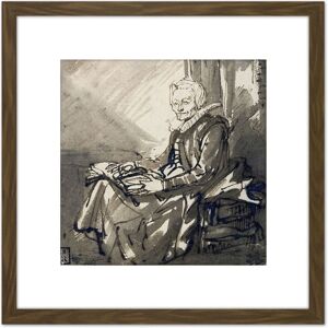 Artery8 Rembrandt Seated Woman With An Open Book On Her Lap 8X8 Inch Square Wooden Framed Wall Art Print Picture with Mount in Brown Brown Artery8 Rembrandt Seated Woman With An Open Book On Her Lap 8X8 Inch Square Wooden Framed Wall Art Print Picture with Mount in Brown Brown