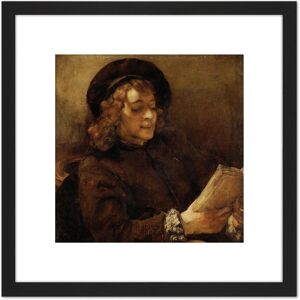 Artery8 Rembrandt Titus Van Rijn The Artists Son Reading 8X8 Inch Square Wooden Framed Wall Art Print Picture with Mount in Black Black Artery8 Rembrandt Titus Van Rijn The Artists Son Reading 8X8 Inch Square Wooden Framed Wall Art Print Picture with Mount in Black Black