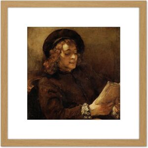 Artery8 Rembrandt Titus Van Rijn The Artists Son Reading 8X8 Inch Square Wooden Framed Wall Art Print Picture with Mount in Light Oak Light Oak Artery8 Rembrandt Titus Van Rijn The Artists Son Reading 8X8 Inch Square Wooden Framed Wall Art Print Picture with Mount in Light Oak Light Oak