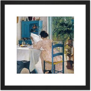 Artery8 Ring At Breakfast Table Morning Newspapers Painting 8X8 Inch Square Wooden Framed Wall Art Print Picture with Mount in Black Black Artery8 Ring At Breakfast Table Morning Newspapers Painting 8X8 Inch Square Wooden Framed Wall Art Print Picture with Mount in Black Black