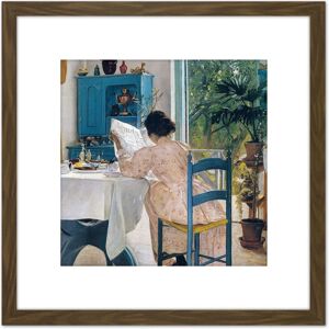 Artery8 Ring At Breakfast Table Morning Newspapers Painting 8X8 Inch Square Wooden Framed Wall Art Print Picture with Mount in Brown Brown Artery8 Ring At Breakfast Table Morning Newspapers Painting 8X8 Inch Square Wooden Framed Wall Art Print Picture with Mount in Brown Brown