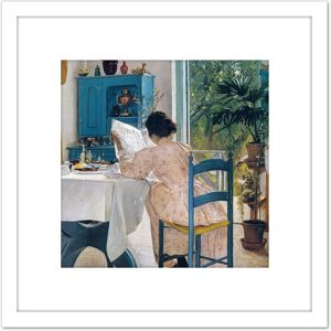 Artery8 Ring At Breakfast Table Morning Newspapers Painting 8X8 Inch Square Wooden Framed Wall Art Print Picture with Mount in White White Artery8 Ring At Breakfast Table Morning Newspapers Painting 8X8 Inch Square Wooden Framed Wall Art Print Picture with Mount in White White