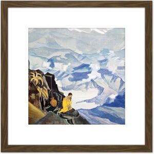 Artery8 Roerich Drops Of Life Landscape Painting 8X8 Inch Square Wooden Framed Wall Art Print Picture with Mount in Brown Brown Artery8 Roerich Drops Of Life Landscape Painting 8X8 Inch Square Wooden Framed Wall Art Print Picture with Mount in Brown Brown