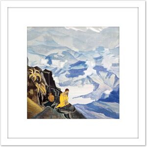 Artery8 Roerich Drops Of Life Landscape Painting 8X8 Inch Square Wooden Framed Wall Art Print Picture with Mount in White White Artery8 Roerich Drops Of Life Landscape Painting 8X8 Inch Square Wooden Framed Wall Art Print Picture with Mount in White White