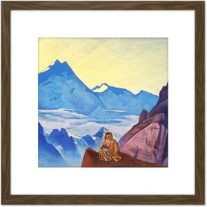 Artery8 Roerich Milarepa One Who Hearkened Landscape Painting 8X8 Inch Square Wooden Framed Wall Art Print Picture with Mount in Brown Brown Artery8 Roerich Milarepa One Who Hearkened Landscape Painting 8X8 Inch Square Wooden Framed Wall Art Print Picture with Mount in Brown Brown