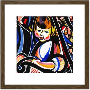 Artery8 Sayen Child In Rocker Modernist Abstract Painting 8X8 Inch Square Wooden Framed Wall Art Print Picture with Mount in Brown Brown Artery8 Sayen Child In Rocker Modernist Abstract Painting 8X8 Inch Square Wooden Framed Wall Art Print Picture with Mount in Brown Brown