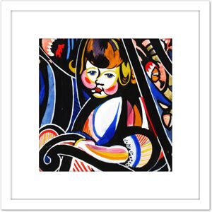 Artery8 Sayen Child In Rocker Modernist Abstract Painting 8X8 Inch Square Wooden Framed Wall Art Print Picture with Mount in White White Artery8 Sayen Child In Rocker Modernist Abstract Painting 8X8 Inch Square Wooden Framed Wall Art Print Picture with Mount in White White