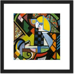 Artery8 Sayen Daughter In Rocker Modernist Abstract Painting 8X8 Inch Square Wooden Framed Wall Art Print Picture with Mount in Black Black Artery8 Sayen Daughter In Rocker Modernist Abstract Painting 8X8 Inch Square Wooden Framed Wall Art Print Picture with Mount in Black Black