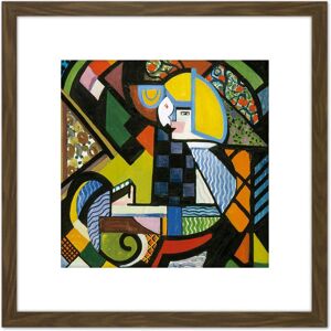 Artery8 Sayen Daughter In Rocker Modernist Abstract Painting 8X8 Inch Square Wooden Framed Wall Art Print Picture with Mount in Brown Brown Artery8 Sayen Daughter In Rocker Modernist Abstract Painting 8X8 Inch Square Wooden Framed Wall Art Print Picture with Mount in Brown Brown