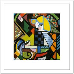 Artery8 Sayen Daughter In Rocker Modernist Abstract Painting 8X8 Inch Square Wooden Framed Wall Art Print Picture with Mount in White White Artery8 Sayen Daughter In Rocker Modernist Abstract Painting 8X8 Inch Square Wooden Framed Wall Art Print Picture with Mount in White White