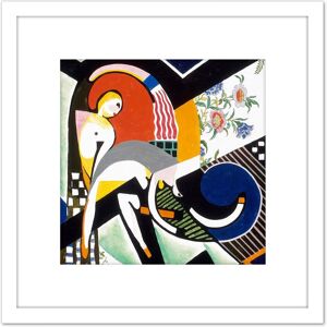 Artery8 Sayen Thundershower Modernist Abstract Painting 8X8 Inch Square Wooden Framed Wall Art Print Picture with Mount in White White Artery8 Sayen Thundershower Modernist Abstract Painting 8X8 Inch Square Wooden Framed Wall Art Print Picture with Mount in White White