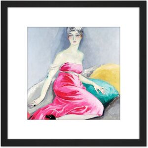 Artery8 Van Dongen Eve Francis Pink Dress Painting 8X8 Inch Square Wooden Framed Wall Art Print Picture with Mount in Black Black Artery8 Van Dongen Eve Francis Pink Dress Painting 8X8 Inch Square Wooden Framed Wall Art Print Picture with Mount in Black Black