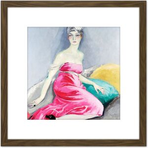 Artery8 Van Dongen Eve Francis Pink Dress Painting 8X8 Inch Square Wooden Framed Wall Art Print Picture with Mount in Brown Brown Artery8 Van Dongen Eve Francis Pink Dress Painting 8X8 Inch Square Wooden Framed Wall Art Print Picture with Mount in Brown Brown