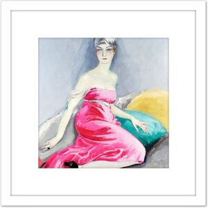 Artery8 Van Dongen Eve Francis Pink Dress Painting 8X8 Inch Square Wooden Framed Wall Art Print Picture with Mount in White White Artery8 Van Dongen Eve Francis Pink Dress Painting 8X8 Inch Square Wooden Framed Wall Art Print Picture with Mount in White White