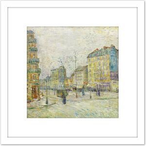 Artery8 Vincent Van Gogh Boulevard De Clichy 8X8 Inch Square Wooden Framed Wall Art Print Picture with Mount in White White Artery8 Vincent Van Gogh Boulevard De Clichy 8X8 Inch Square Wooden Framed Wall Art Print Picture with Mount in White White