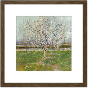 Artery8 Vincent Van Gogh Orchard In Blossom Plum Trees 8X8 Inch Square Wooden Framed Wall Art Print Picture with Mount in Brown Brown Artery8 Vincent Van Gogh Orchard In Blossom Plum Trees 8X8 Inch Square Wooden Framed Wall Art Print Picture with Mount in Brown Brown